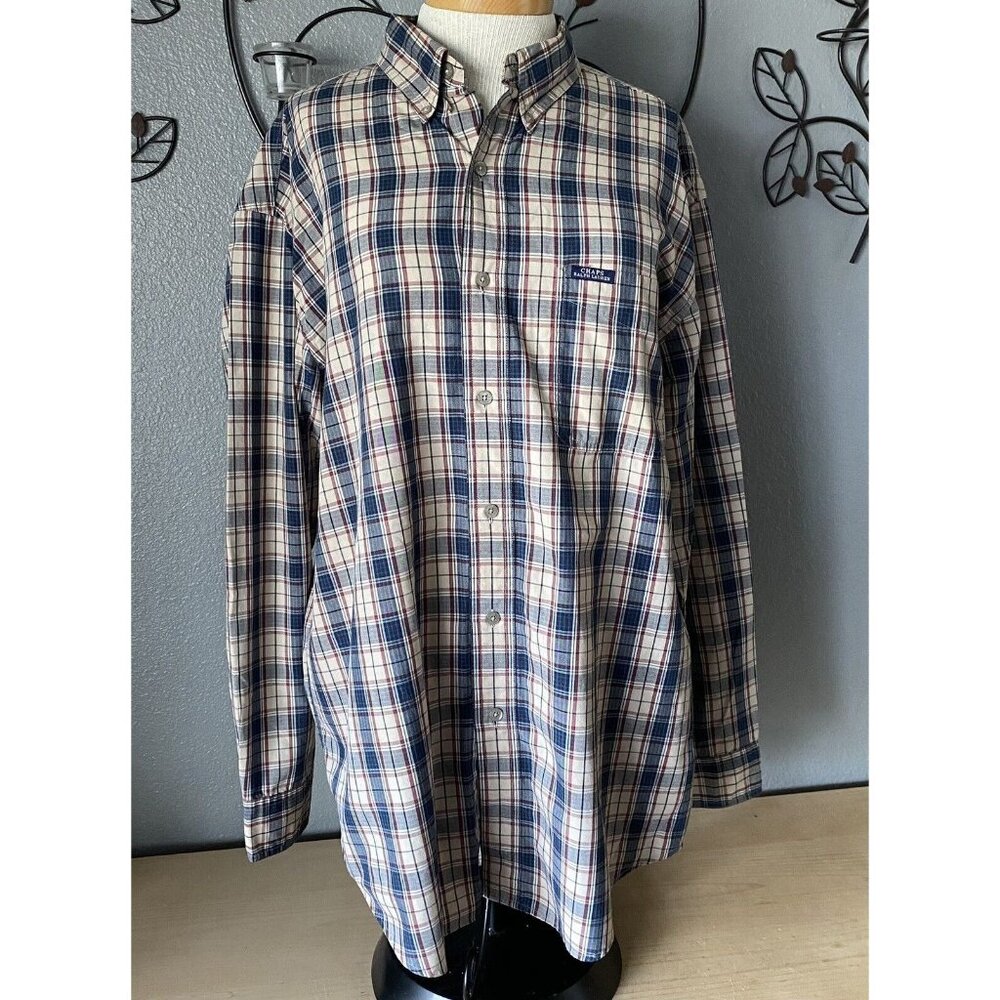 Chaps Ralph Lauren Dress Shirt Men's Size Large Button Down Long‎ Sleeve Plaid